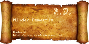 Minder Demetria névjegykártya